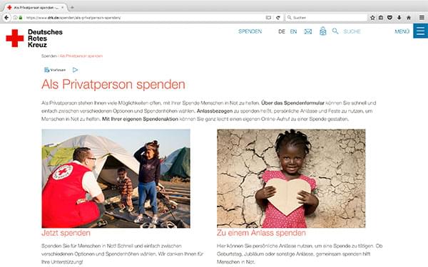 Screenshot der Website drk.de