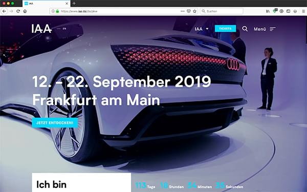 Screenshot der Website iaa.de